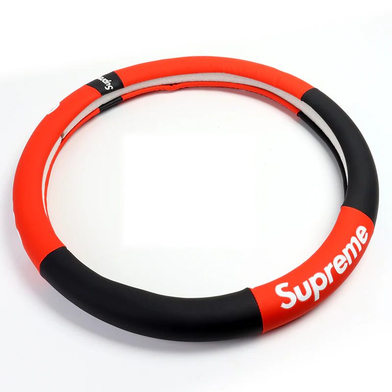 Universal Black RED 15" Quality Leather For Supreme3M Car Auto Steering Wheel Cover - Image 2