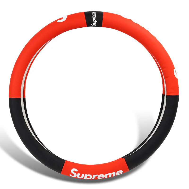 Universal Black RED 15" Quality Leather For Supreme3M Car Auto Steering Wheel Cover - Image 6