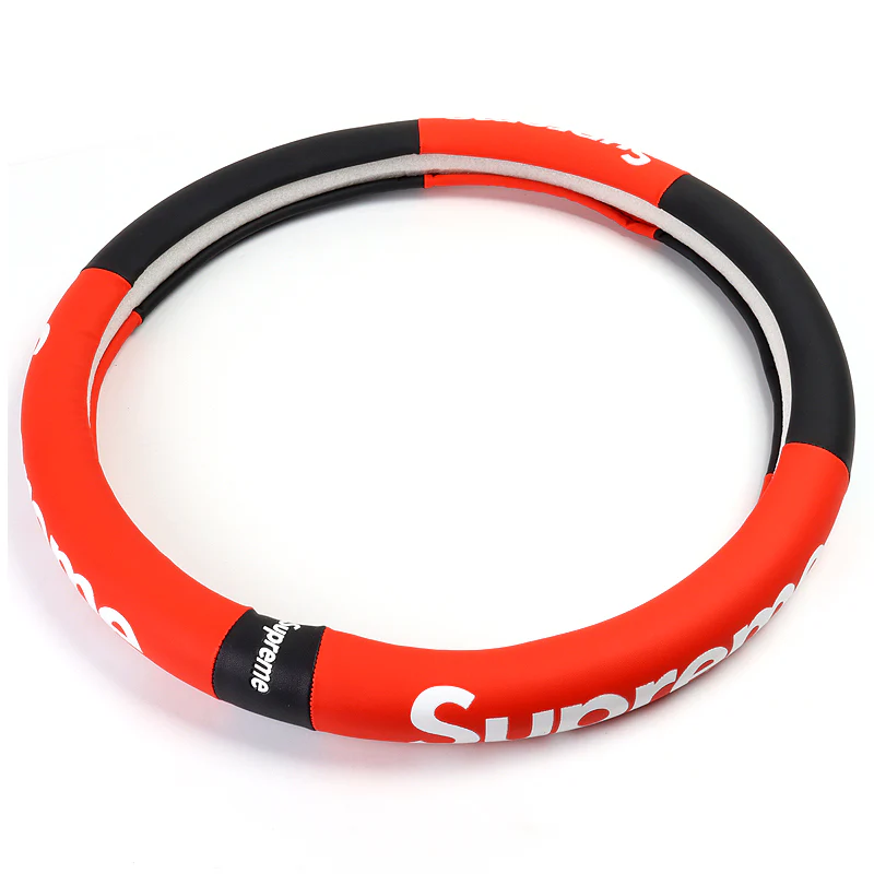 Universal Black RED 15" Quality Leather For Supreme3M Car Auto Steering Wheel Cover - Image 8