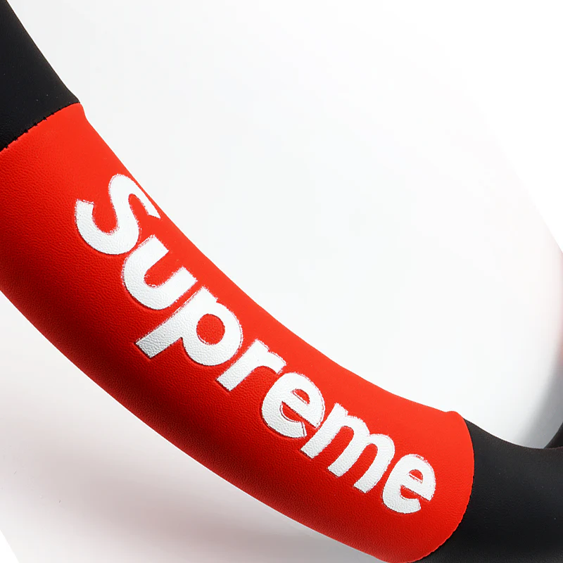 Universal Black RED 15" Quality Leather For Supreme3M Car Auto Steering Wheel Cover - Image 9