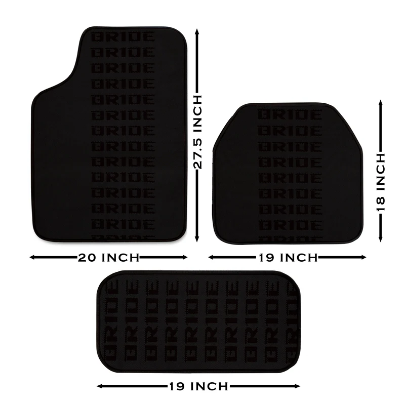 Universal JDM Bride Racing Fabric Black Hybrid Floor Mats Interior Carpets 5PCS - Image 7