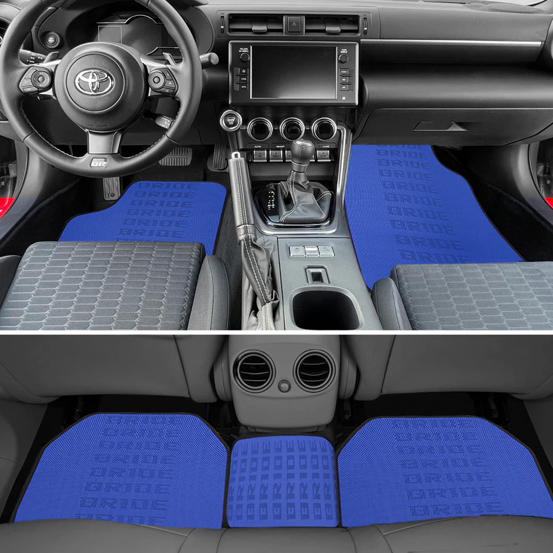 Universal JDM Bride Racing Fabric Blue Hybrid Floor Mats Interior Carpets 5PCS - Image 3