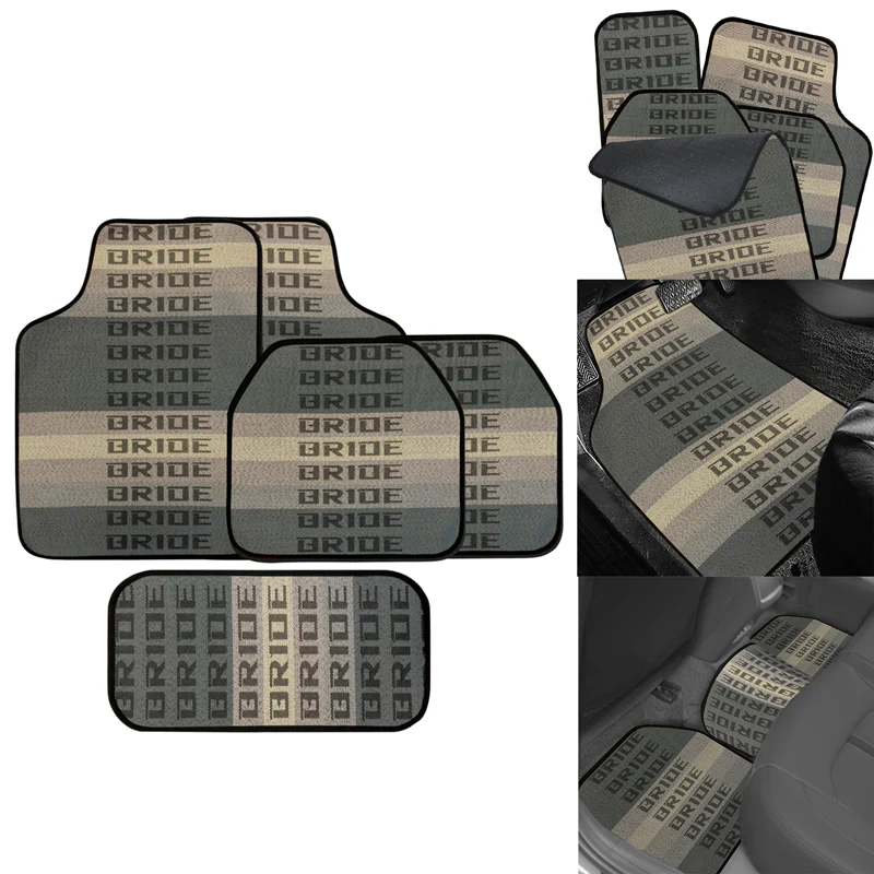 Universal JDM Bride Racing Fabric Gradation Hybrid Floor Mats Interior Carpets 5PCS - Image 5