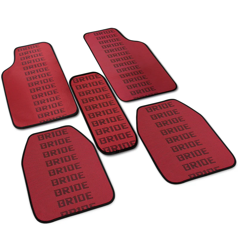 Universal JDM Bride Racing Fabric Red/Black Hybrid Floor Mats Interior Carpets 5PCS - Image 2