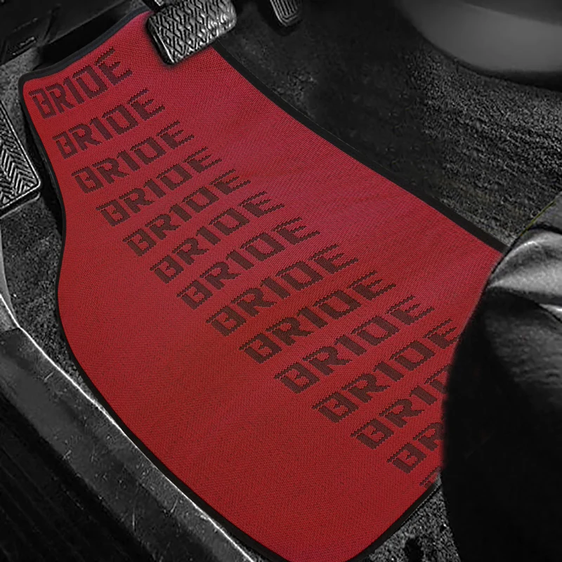 Universal JDM Bride Racing Fabric Red/Black Hybrid Floor Mats Interior Carpets 5PCS - Image 6