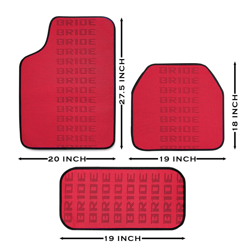 Universal JDM Bride Racing Fabric Red Hybrid Floor Mats Interior Carpets 5PCS - Image 10
