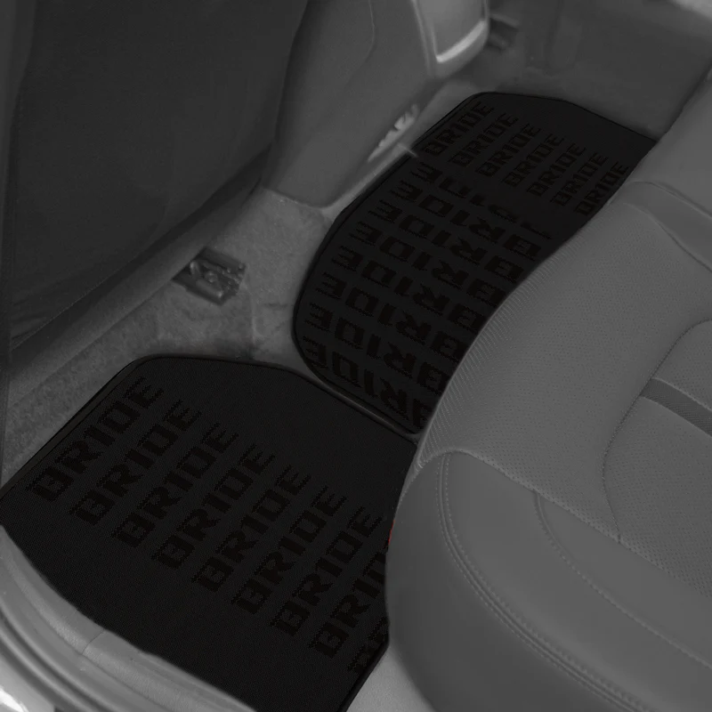 Universal JDM Bride Racing Set of Black 5PCS Hybrid Fabric Floor Mats with Seat Belt Covers - Image 8