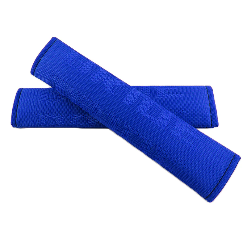 Universal JDM Bride Racing Set of Blue 5PCS Hybrid Fabric Floor Mats with Seat Belt Covers - Image 5