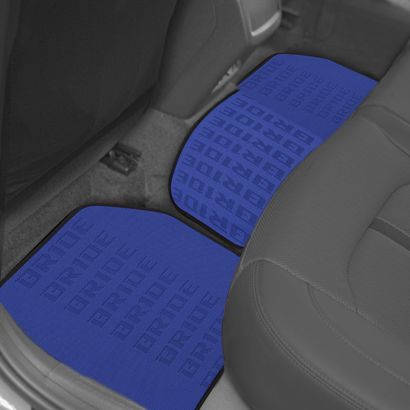 Universal JDM Bride Racing Set of Blue 5PCS Hybrid Fabric Floor Mats with Seat Belt Covers - Image 9