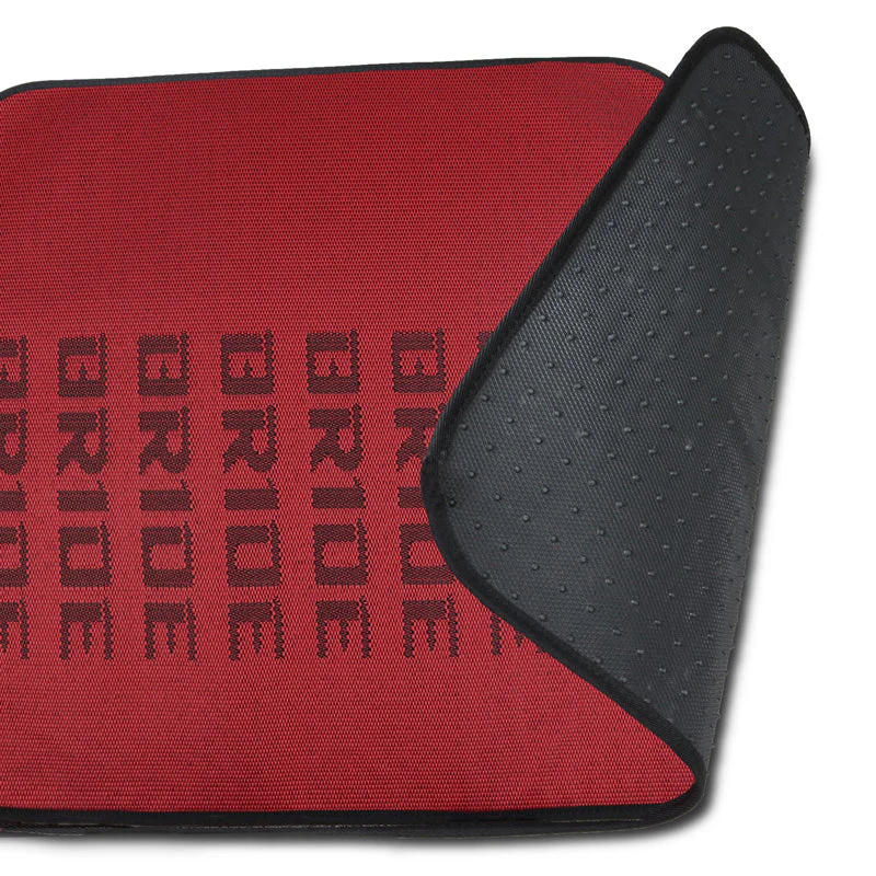 Universal JDM Bride Racing Set of Red/Black 5PCS Hybrid Fabric Floor Mats with Seat Belt Covers - Image 9