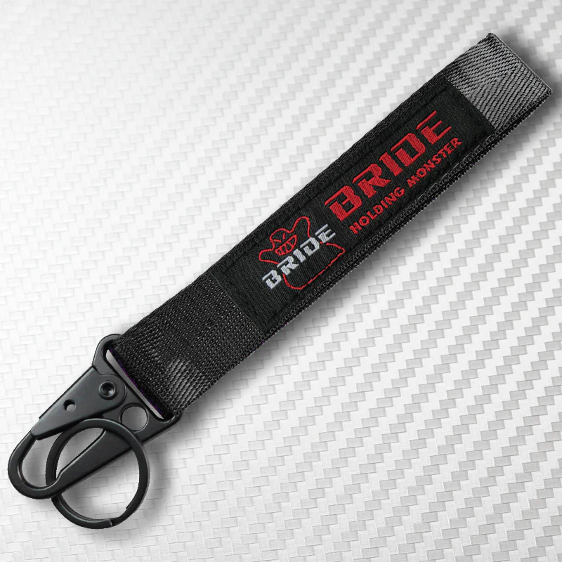 Universal Keychain Metal Key Ring Hook Nylon Strap Lanyard for BRIDE RACING Brand New - Image 4