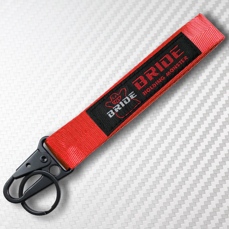 Universal Keychain Metal Key Ring Hook Nylon Strap Lanyard for BRIDE RACING Brand New - Image 4