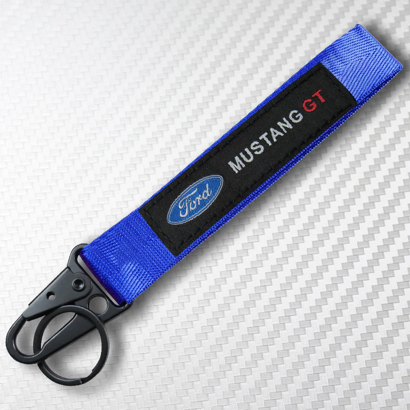 Universal Keychain Metal Key Ring Hook Nylon Strap Lanyard for Ford Mustang GT Brand New - Image 4