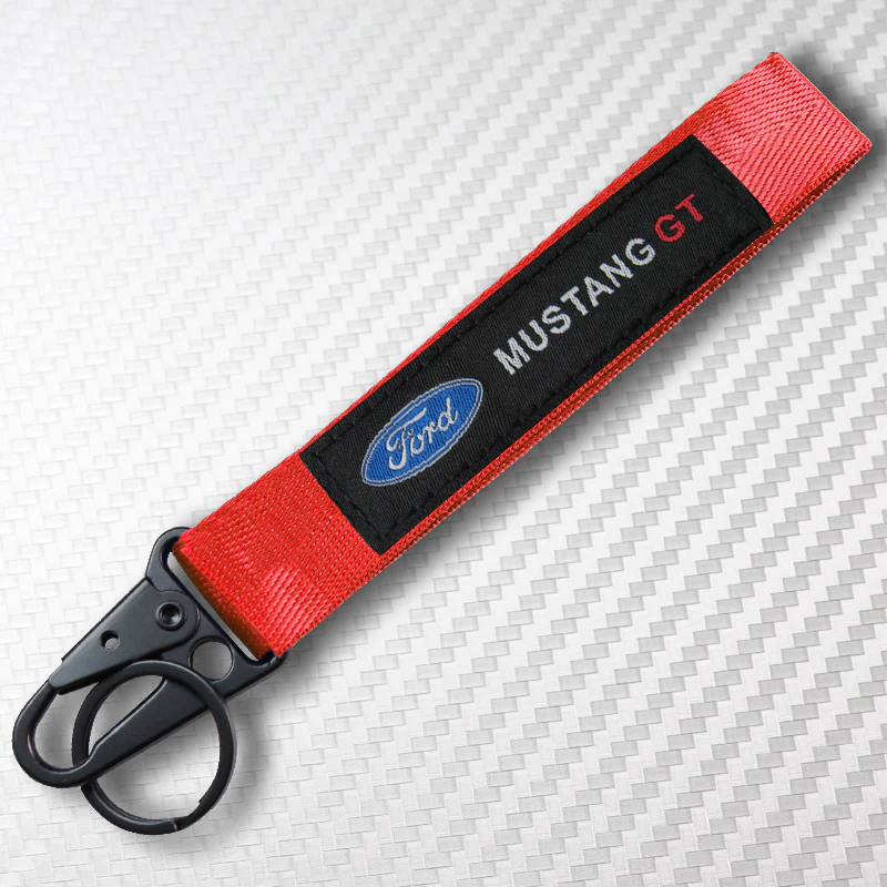 Universal Keychain Metal Key Ring Hook Nylon Strap Lanyard for Ford Mustang GT Brand New - Image 4