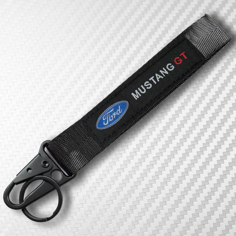 Universal Keychain Metal Key Ring Hook Nylon Strap Lanyard for Ford Mustang GT Brand New - Image 4