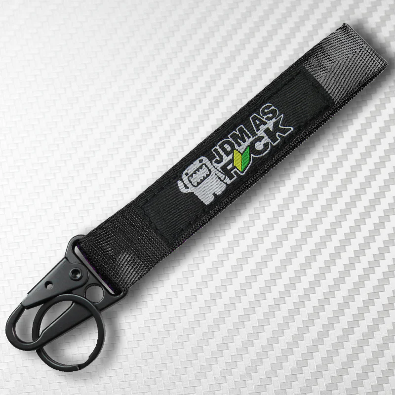 Universal Keychain Metal Key Ring Hook Nylon Strap Lanyard for JDM AS FCK JAF Brand New - Image 2