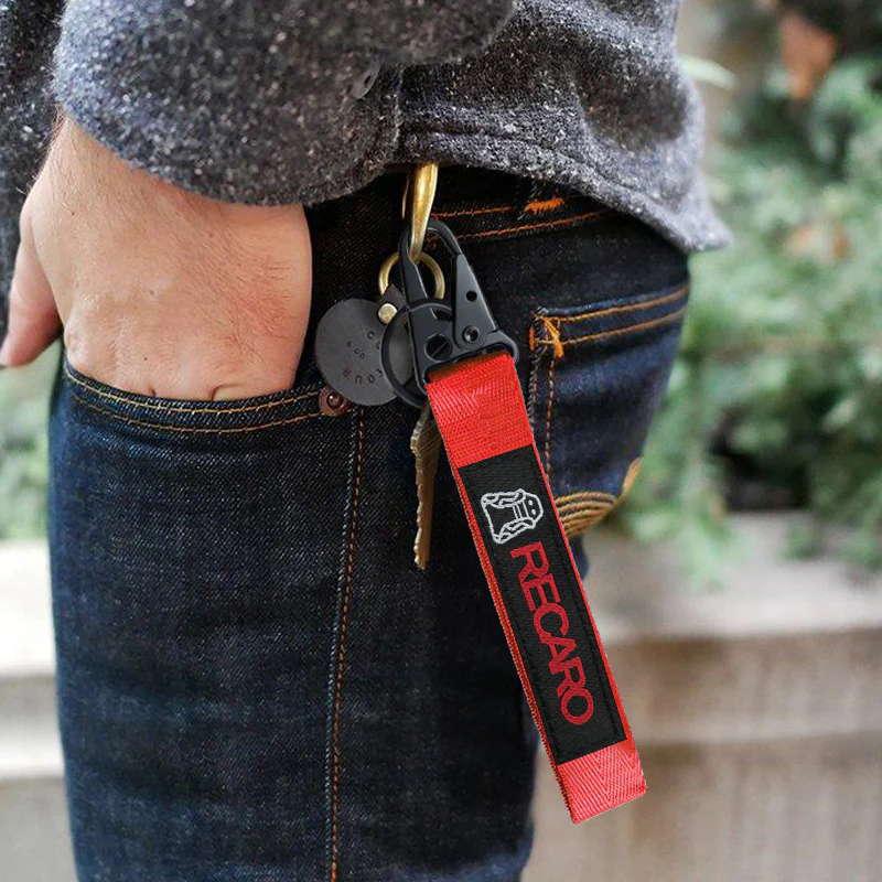 Universal Keychain Metal Key Ring Hook Nylon Strap Lanyard for RECARO Brand New - Image 3