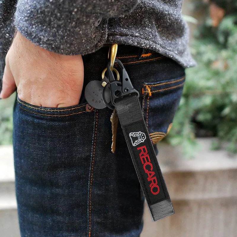 Universal Keychain Metal Key Ring Hook Nylon Strap Lanyard for RECARO Brand New - Image 3