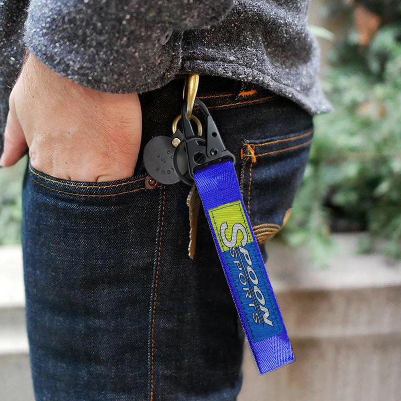Universal Keychain Metal key Ring Hook Nylon Strap Lanyard for Spoon Sports Brand New - Image 2
