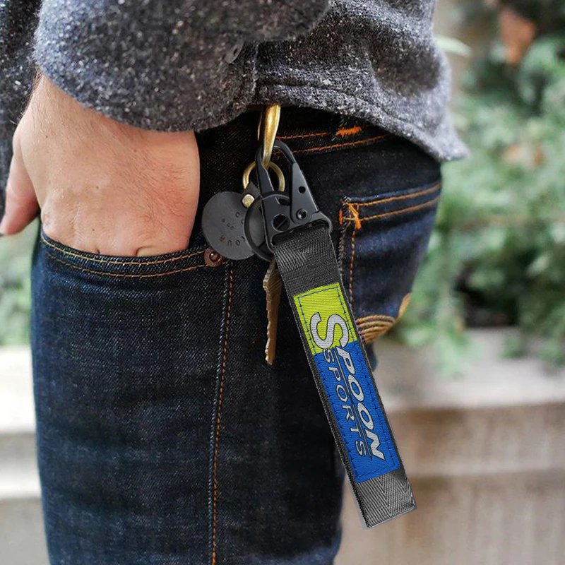 Universal Keychain Metal key Ring Hook Nylon Strap Lanyard for Spoon Sports Brand New - Image 3