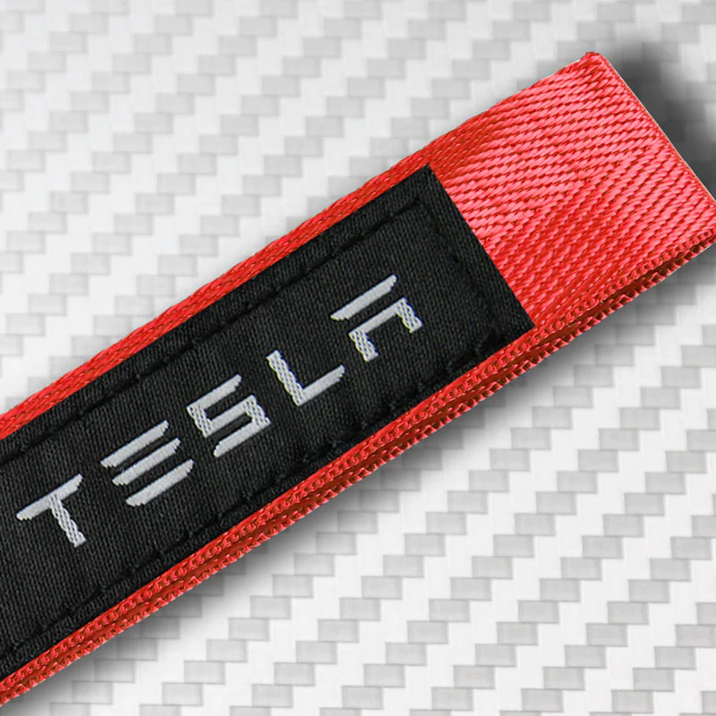 Universal Keychain Metal Key Ring Hook Nylon Strap Lanyard for TESLA Brand New - Image 6
