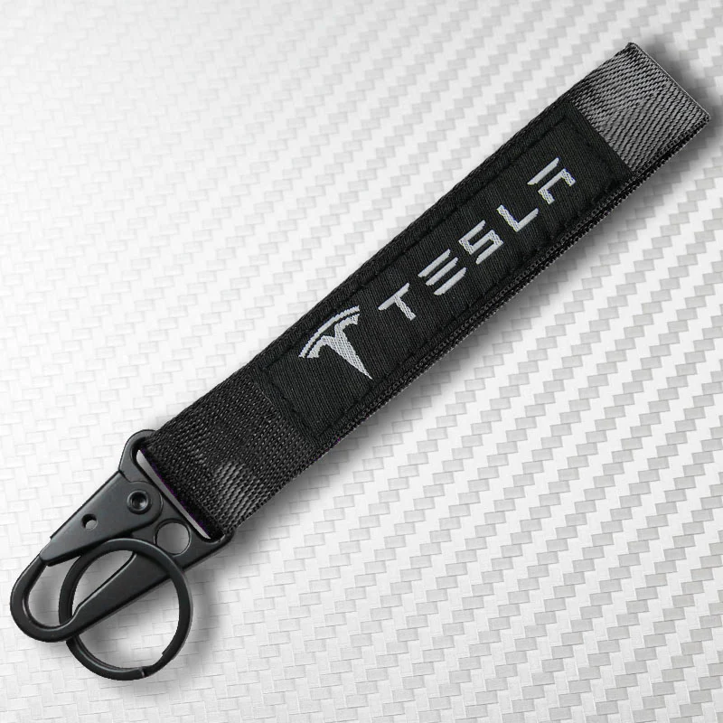 Universal Keychain Metal key Ring Hook Nylon Strap Lanyard for TESLA Brand New - Image 6