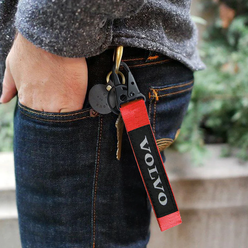 Universal Keychain Metal key Ring Hook Nylon Strap Lanyard for VOLVO Brand New - Image 3