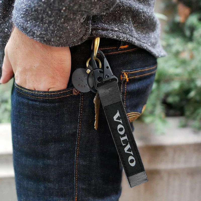 Universal Keychain Metal key Ring Hook Nylon Strap Lanyard for VOLVO Brand New - Image 3
