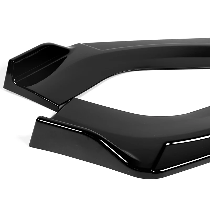 Universal Painted Black Configurable of up 3-Different Style Front Bumper Body Splitter Spoiler Lip 4PCS - Image 3