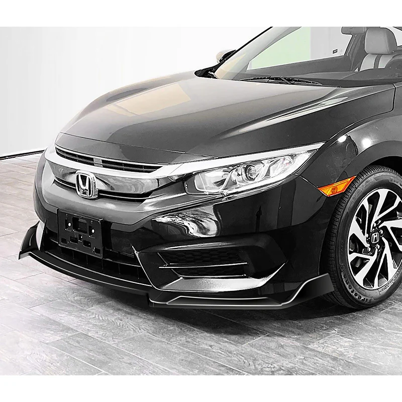 Universal Painted Black Configurable of up 3-Different Style Front Bumper Body Splitter Spoiler Lip 4PCS - Image 8