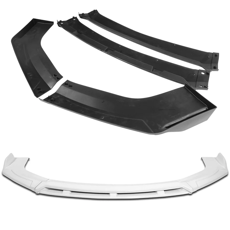 Universal Painted White Configurable of up 3-Different Style Front Bumper Body Splitter Spoiler Lip 4PCS - Image 4