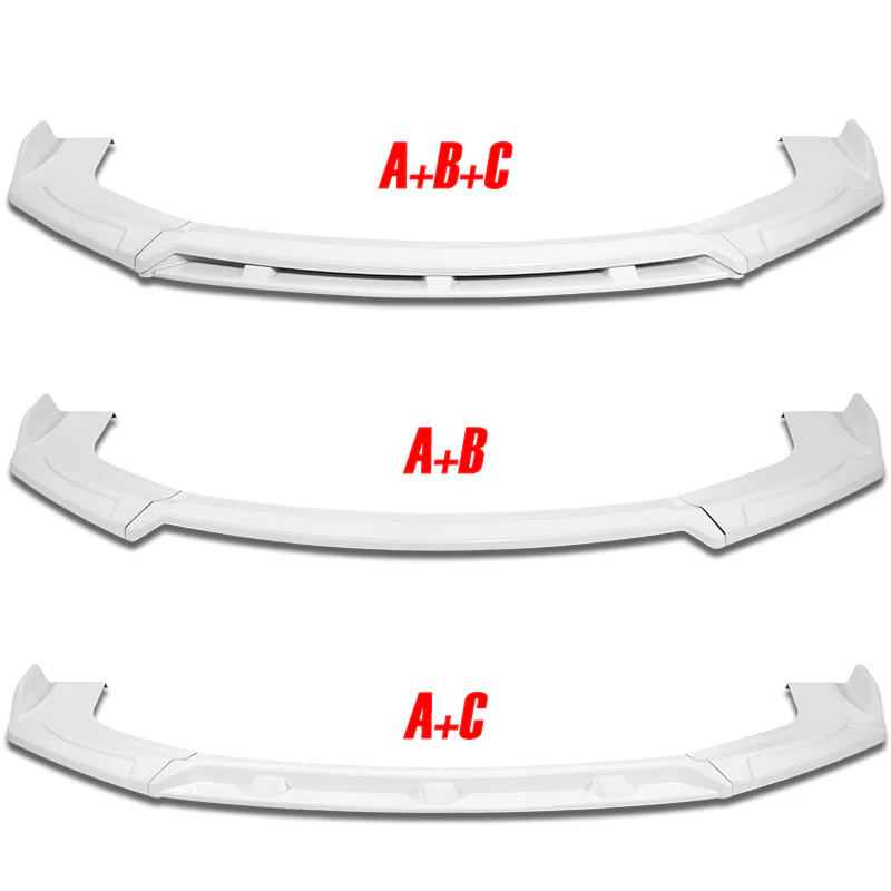 Universal Painted White Configurable of up 3-Different Style Front Bumper Body Splitter Spoiler Lip 4PCS - Image 6