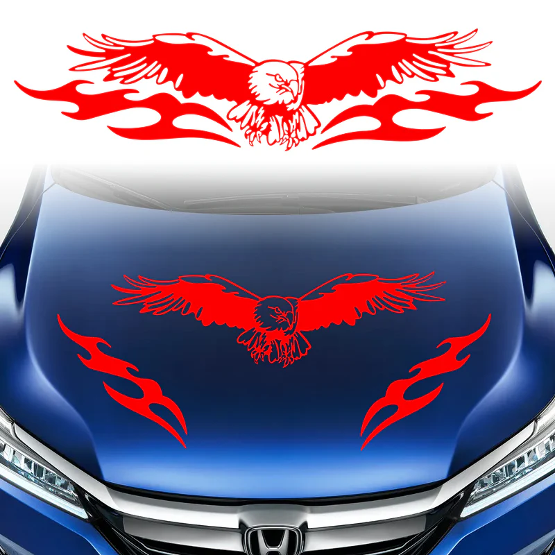 Universal Red Vinyl Flying Eagle Graphics Car Hood Auto Body Sticker - Image 2