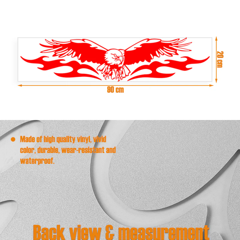 Universal Red Vinyl Flying Eagle Graphics Car Hood Auto Body Sticker - Image 3
