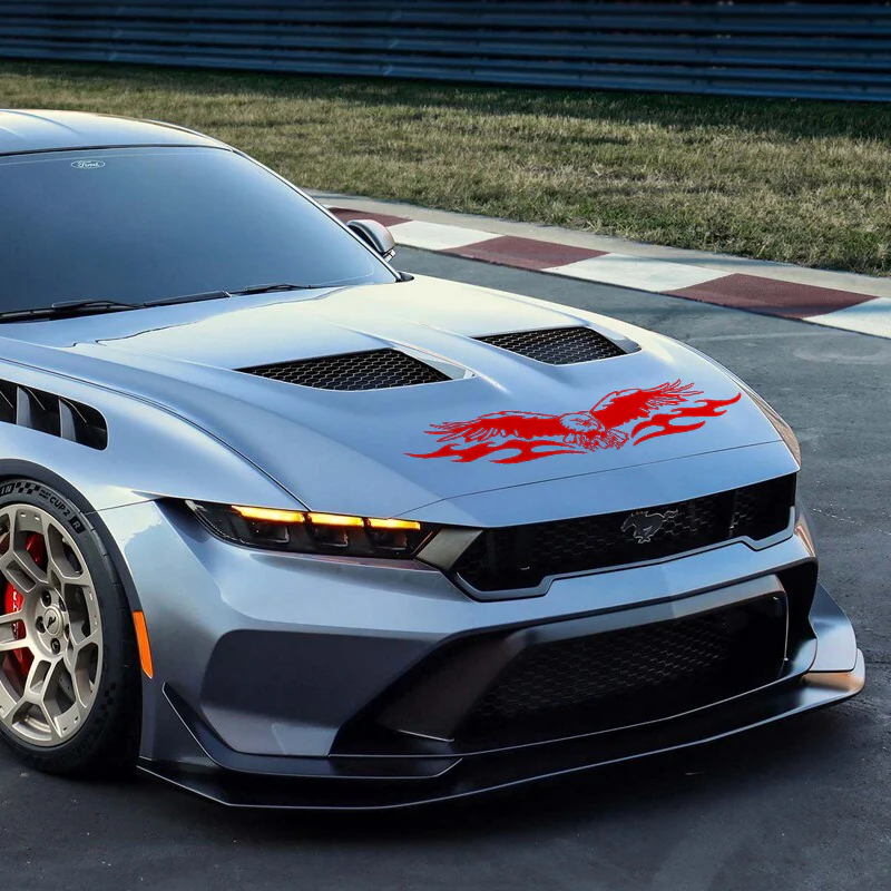 Universal Red Vinyl Flying Eagle Graphics Car Hood Auto Body Sticker - Image 4
