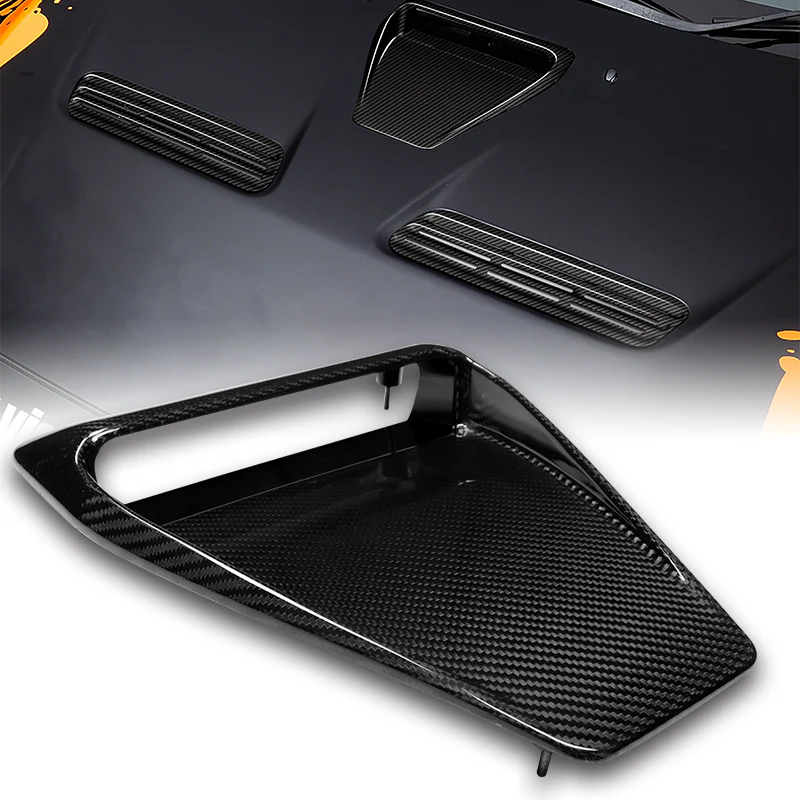 V-Style For 2008 - 2015 Mitsubishi Lancer Evolution 10 / Ralliart Real Carbon Fiber Air Intake Bonnet Hood Vents - Image 5