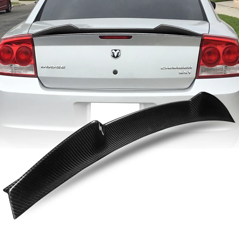 V-Style Rear Trunk Lip Duckbill Spoiler Wing For 2006-2010 Dodge Charger -Real Carbon Fiber - Image 5