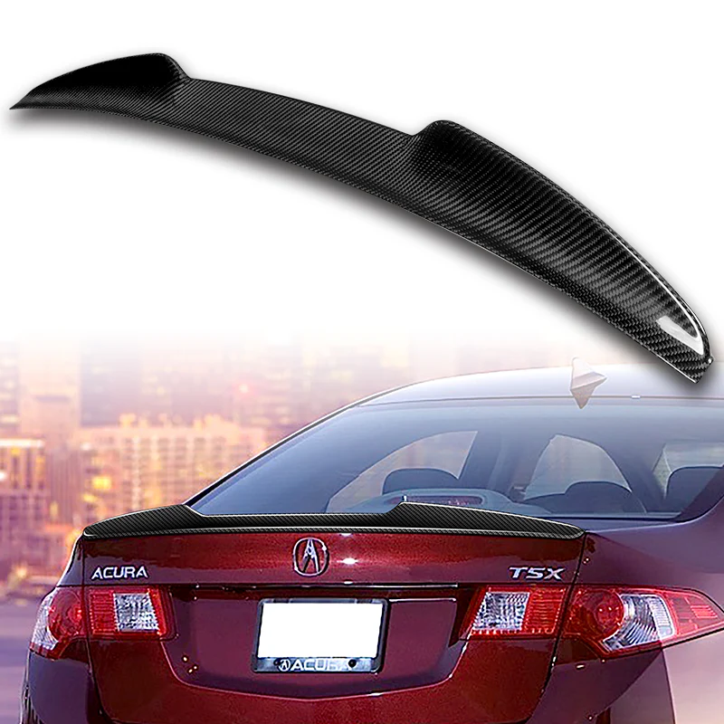 V-Style Rear Trunk Lip Duckbill Spoiler Wing For 2009-2014 Acura TSX 4-DR / Sedan -Real Carbon Fiber - Image 5