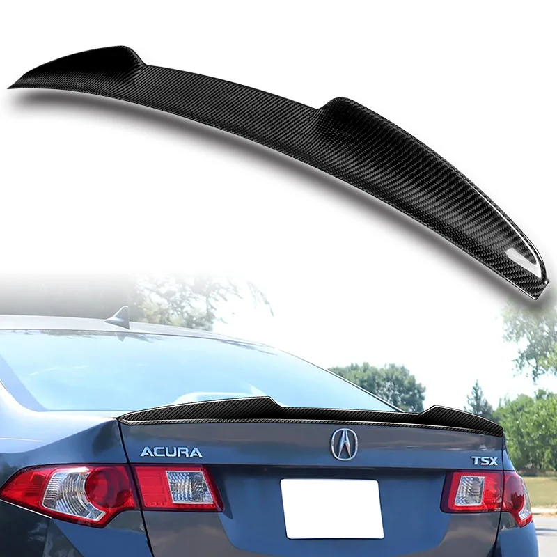 V-Style Rear Trunk Lip Duckbill Spoiler Wing For 2009-2014 Acura TSX 4-DR / Sedan -Real Carbon Fiber - Image 6