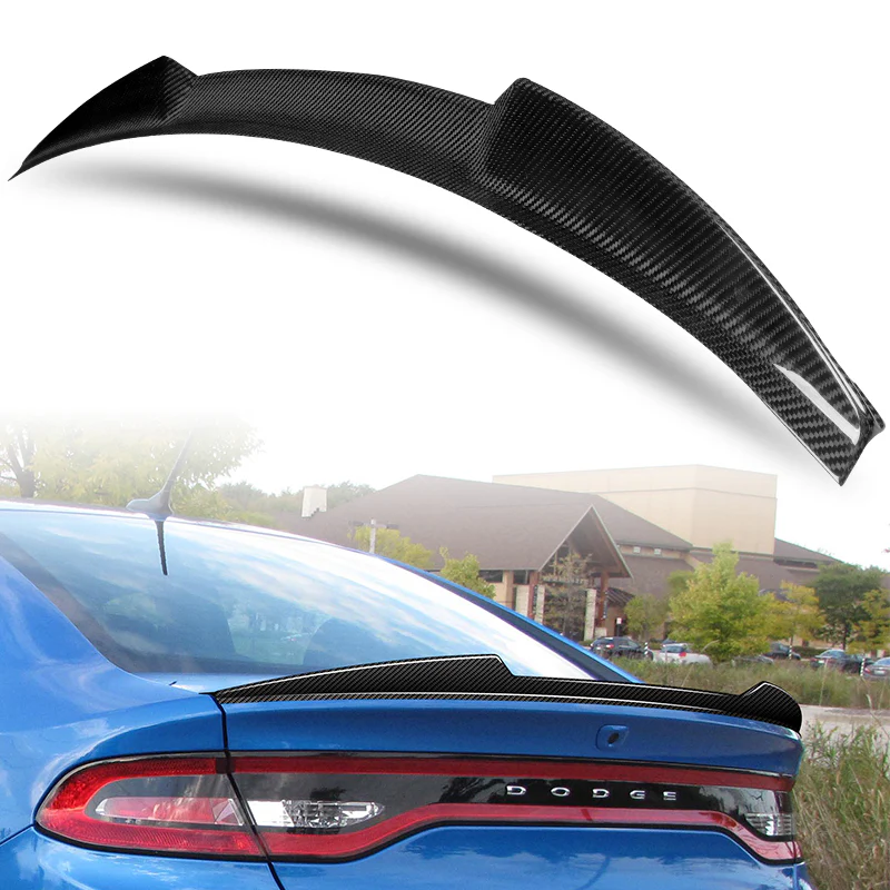 V-Style Rear Trunk Lip Duckbill Spoiler Wing For 2013-2016 Dodge Dart Sedan -Real Carbon Fiber - Image 4
