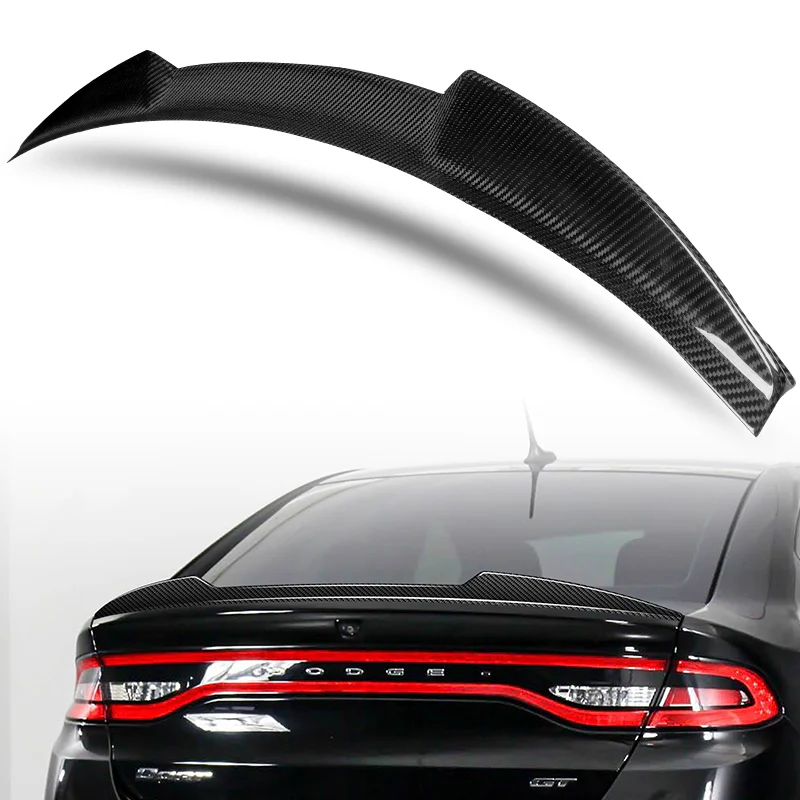 V-Style Rear Trunk Lip Duckbill Spoiler Wing For 2013-2016 Dodge Dart Sedan -Real Carbon Fiber - Image 5