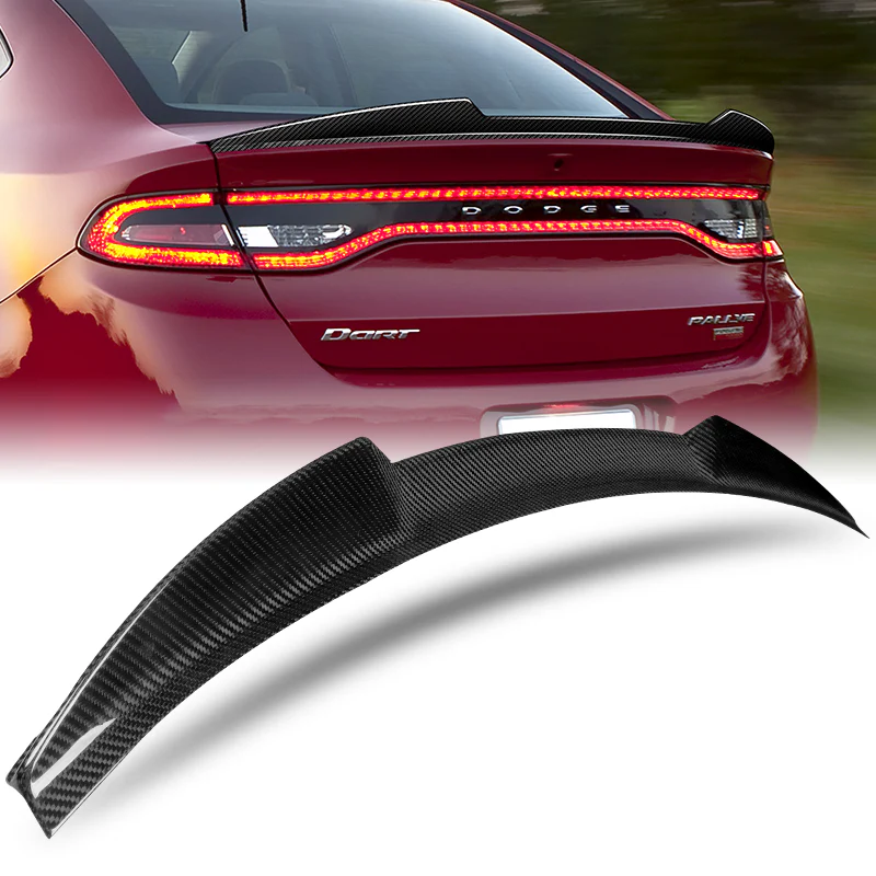 V-Style Rear Trunk Lip Duckbill Spoiler Wing For 2013-2016 Dodge Dart Sedan -Real Carbon Fiber - Image 6