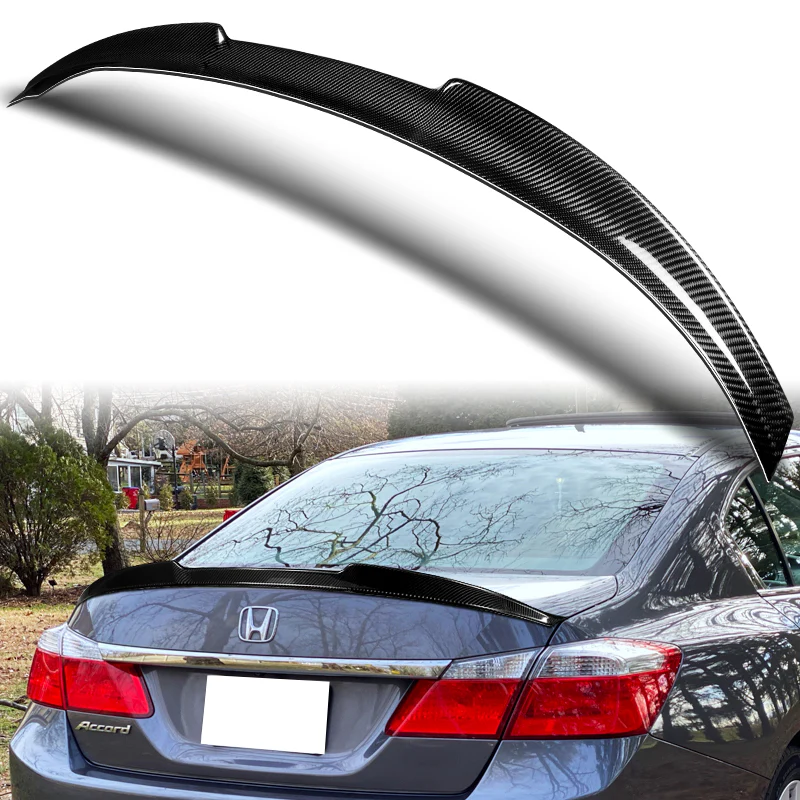 V-Style Rear Trunk Lip Duckbill Spoiler Wing For 2013-2017 Honda Accord 4-DR / Sedan -Real Carbon Fiber - Image 6