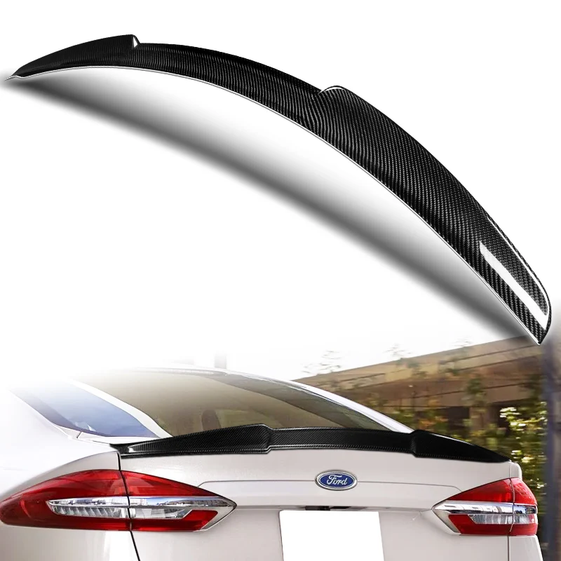 V-Style Rear Trunk Lip Duckbill Spoiler Wing For 2013-2020 Ford Fusion / Mondeo Sedan -Real Carbon Fiber - Image 4