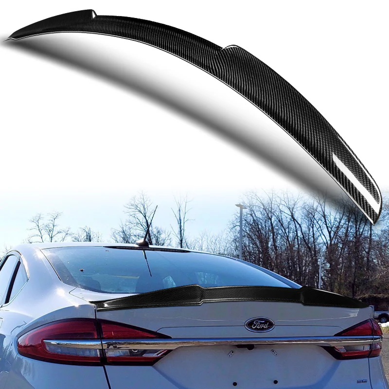 V-Style Rear Trunk Lip Duckbill Spoiler Wing For 2013-2020 Ford Fusion / Mondeo Sedan -Real Carbon Fiber - Image 6