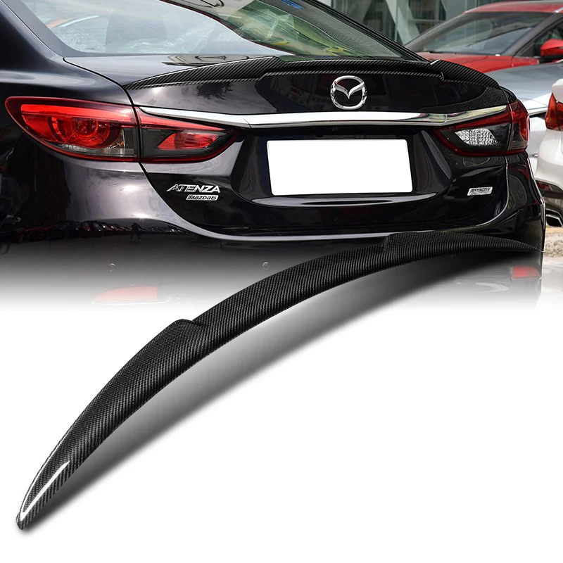 V-Style Rear Trunk Lip Duckbill Spoiler Wing For 2014-2017 Mazda 6 -Real Carbon Fiber - Image 7