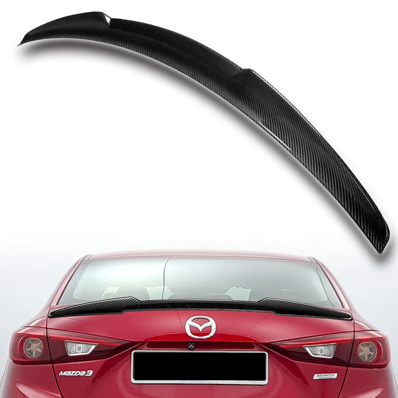 V-Style Rear Trunk Lip Duckbill Spoiler Wing For 2014-2018 Mazda 3 4-DR / Sedan -Real Carbon Fiber - Image 5
