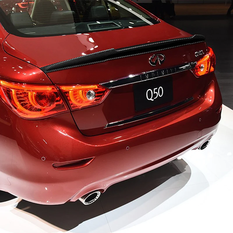 V-Style Rear Trunk Lip Duckbill Spoiler Wing For 2014-2021 Infiniti Q50 Q50S -Real Carbon Fiber - Image 5