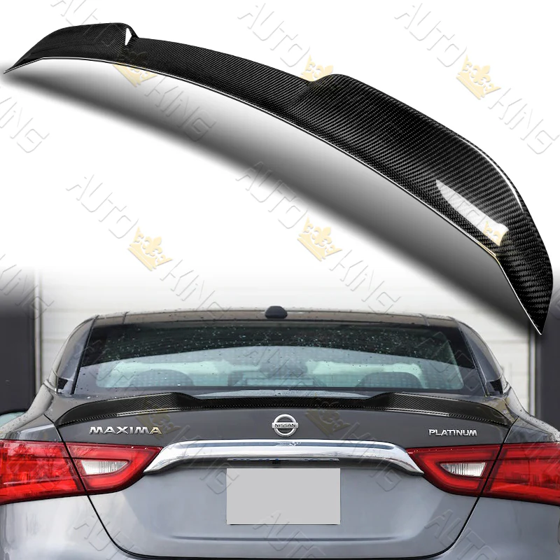 V-Style Rear Trunk Lip Duckbill Spoiler Wing For 2016-2023 Nissan Maxima 4-DR / Sedan -Real Carbon Fiber - Image 5