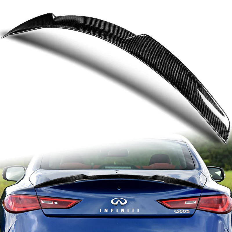 V-Style Rear Trunk Lip Duckbill Spoiler Wing For 2017-2022 Infiniti Q60 2-DR / Coupe -Real Carbon Fiber - Image 5